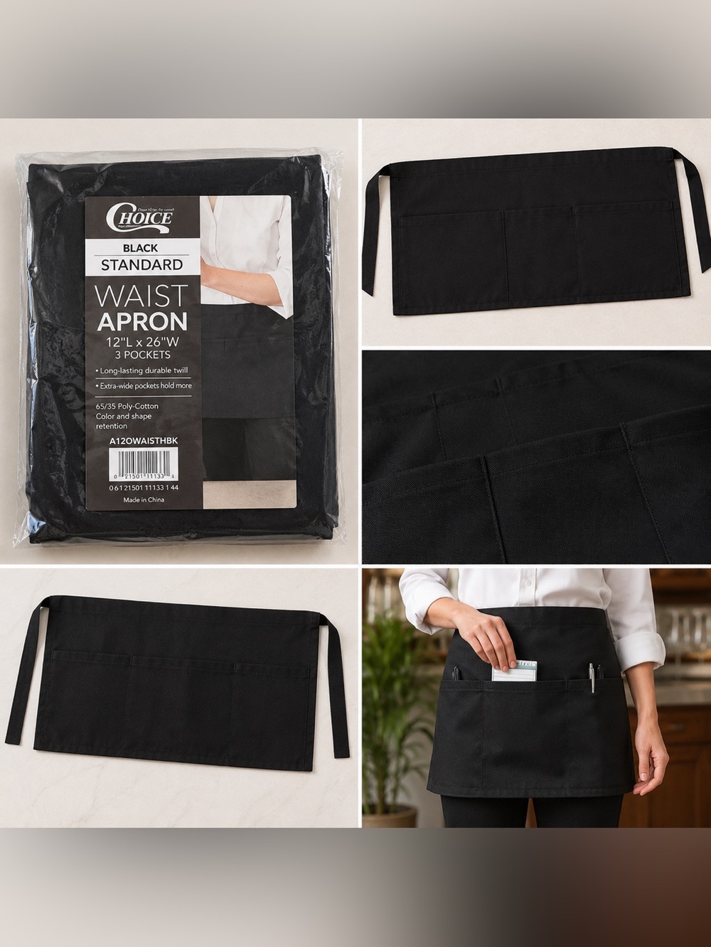 Choices Black Waist Apron